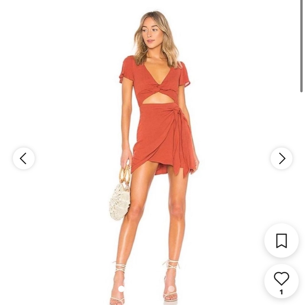Majorelle Evelyn dress in terracotta orange